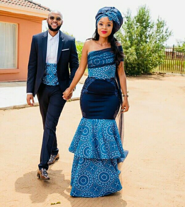 Modern Shweshwe Print Wedding Attire for Couple - African 4
