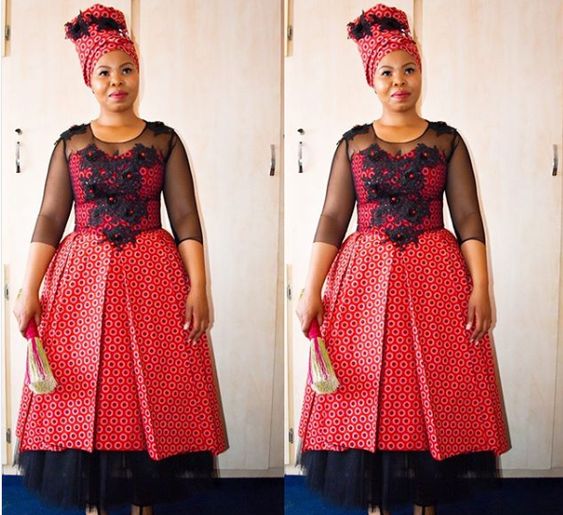 red shweshwe traditional dresses