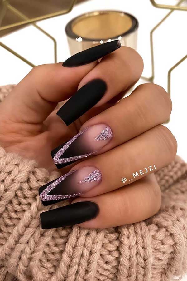 black matte nails design